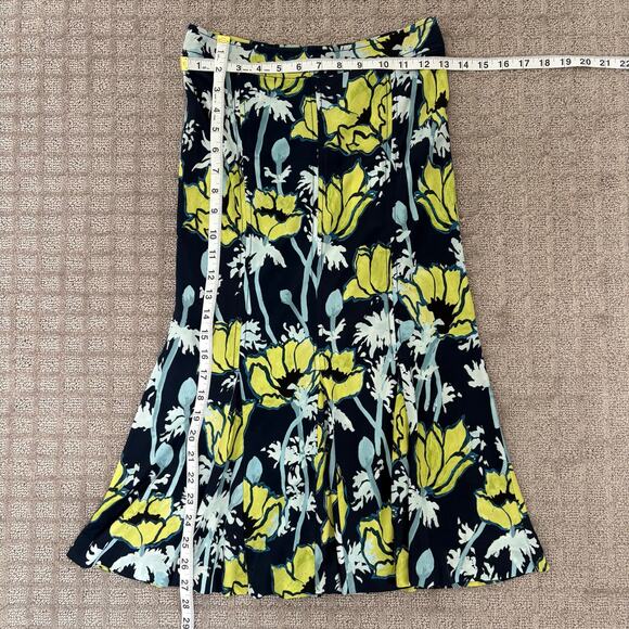 NWT Tory Burch Printed Jersey Skirt Navy Poppies Bloom Floral A Line Flare XS - Picture 3 of 5